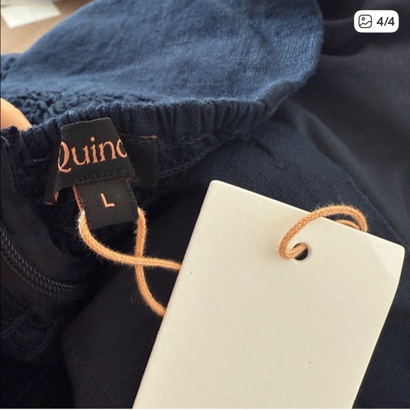 Quince 100%European Linen Fit & Flare Midi dress Sz L Smocked Black NEW - Picture 3 of 3